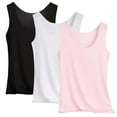 thumbnail image 2 of Tank Tops for Women Summer Sleeveless Top Lightweight Comfortable Loose Casual Vests 3 Packs by Gbobgt Pink XL, 2 of 3