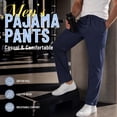 thumbnail image 3 of VULCANODON Mens Cotton Pajama Pants, Soft Lightweight Sleep Pj Bottoms Lounge Pant with Pockets(Navy,XL), 3 of 6
