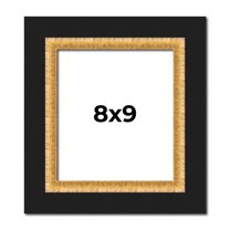 8x9 Frame Gold Real Wood Picture Frame Width 2.25 Inches | Interior Frame Depth 0.5 Inches |