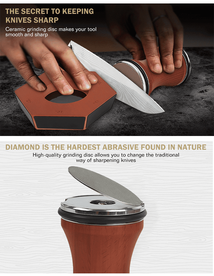 Rolling Knife Sharpener Kit, Kitchen Knife Sharpener with 15 & 25 Degree Sharpening with 2pcs Polishing Disc & 2pcs Grinding Disc for Kitchen Knives, Pocket Knives, Chef's Knives
