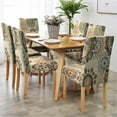 thumbnail image 3 of Beige Chair Covers Boho Floral Art Dining Chair Cover Modern Abstract Stretch Dining Chair Slipcover Removable Washable Kitchen Chair Cover Parson Chair Covers for Dining Room Set of 4, 3 of 6