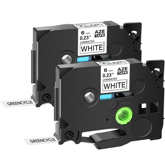 GREENCYCLE 2PK Compatible for Brother P-touch TZe-211 TZe211 TZ-211 TZ211 0.23'' 6mm Black on White Label Maker Tape