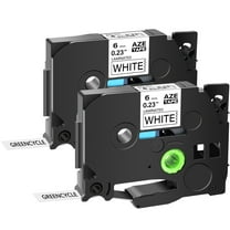 GREENCYCLE 2PK Compatible for Brother P-touch TZe-211 TZe211 TZ-211 TZ211 0.23'' 6mm Black on White Label Maker Tape