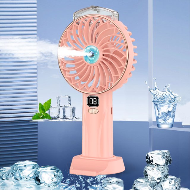 Ventilador portátil con pantalla digital, ventilador de escritorio de 4000 mAh, ventilador de refrigeración digital (rosa)