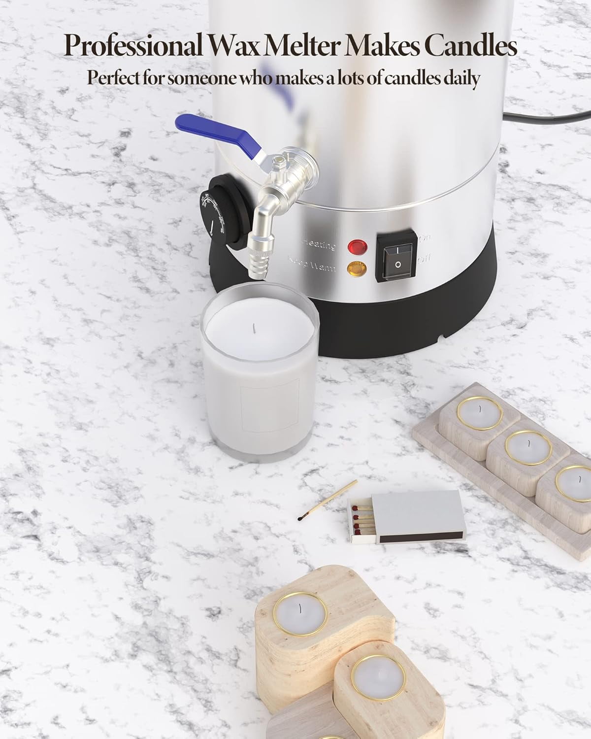 Ladcaser Wax Melter for Candle Making, 12L Large Wax Melting Furnace with Quick Pour Spout and Temp Control for Candle Soap Business Fast Easy Clean
