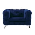 thumbnail image 2 of Benjara Chesterfield Design Fabric Chair w/ Track Arms & Angled Metal Legs-Blue, 2 of 4