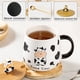 thumbnail image 2 of Taza de vaca bonita, regalos, taza Kawaii, tazas de café de vaca con tapa y cuchara, tazas de cerámica para té y café de 400ml, tazas de vaca en 3d, regalos de cumpleaños, 2 of 5