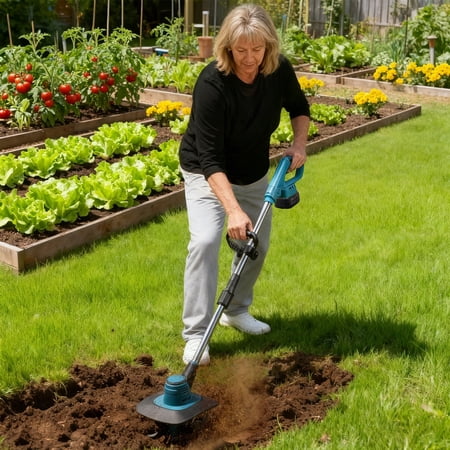 Cordless Electric Tiller Cultivator 800W 21V Battery Powered