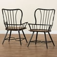 thumbnail image 4 of Baxton Studio Longford "Dark-Walnut" Wood and Black Metal Dining Arm Chair (Set of 2), 4 of 19