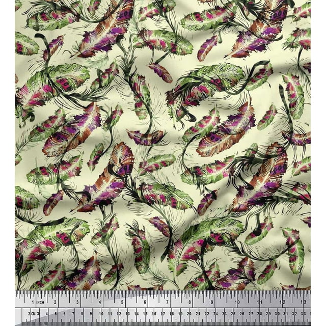 Soimoi Cotton Duck Fabric Leaves & Texture Decor Fabric Printed Yard 42 Inch Wide