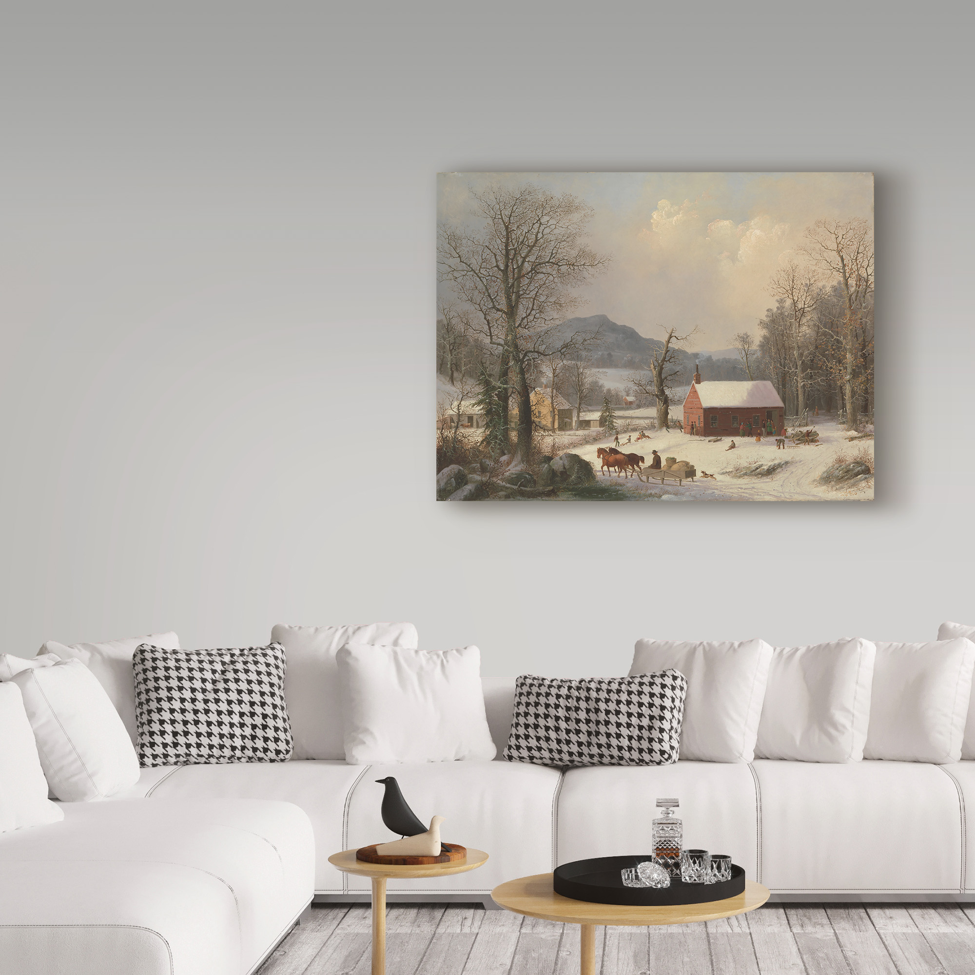 Trademark Fine Art 'Red School House Country Scene , 1858' Canvas Art by George Henry Durrie