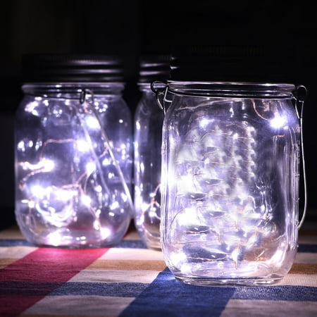 

LED Fairy Light Solar For Mason Jar Lid Insert Color Changing Garden Decor WH LED light TANGNADE