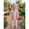 thumbnail image 4 of Cjfdfy Toddler Baby Girl Plaid Fall Outfits Lace Trim Long Sleeve Button Plaid Tops Elastic Pants Sets Soft Double Gauze Outfit Little Baby Gingham Fall Winter Outfit 0-3Y, 4 of 9