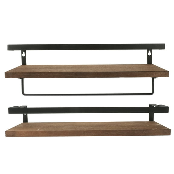 MLINS 2pcs Elegant Wooden Floating Shelf Wall Decor Suspend Rack Shelf Storage Shelf Brackets