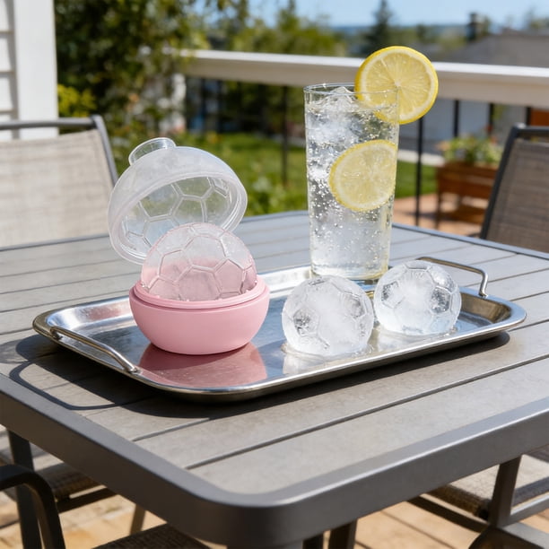 Bandejas para moldes de hielo de balón de fútbol, moldes de hielo de silicona con forma de balón de fútbol para bebidas, cócteles, fiestas y decoraciones de fútbol