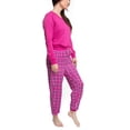 thumbnail image 4 of MUK LUKS Women's Ski Lodge Marshmallow Knit French Terry Long Sleeve and Jogger Pant Set, Bright Pink/Check, X-Small, 4 of 4