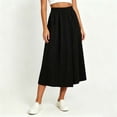 thumbnail image 5 of Olyvenn Women's Front Split Skirt Pants, High Elastic Waist, Loose Thin Fabric Summer Pants with Pockets Black L, 5 of 9