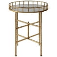 thumbnail image 3 of Bowery Hill 20" Round Contemporary Metal Accent End Table w/ Mirror Top in Gold, 3 of 4