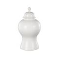 thumbnail image 6 of DecMode 8" x 15" White Ceramic Rounded Hourglass Decorative Jars with Lid and Ball Knob, 1-Piece, 6 of 9
