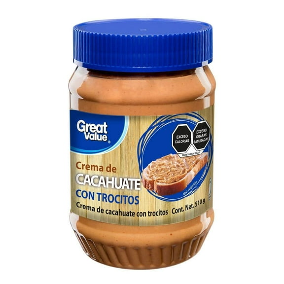 Crema de cacahuate Great Value con trocitos 510 g