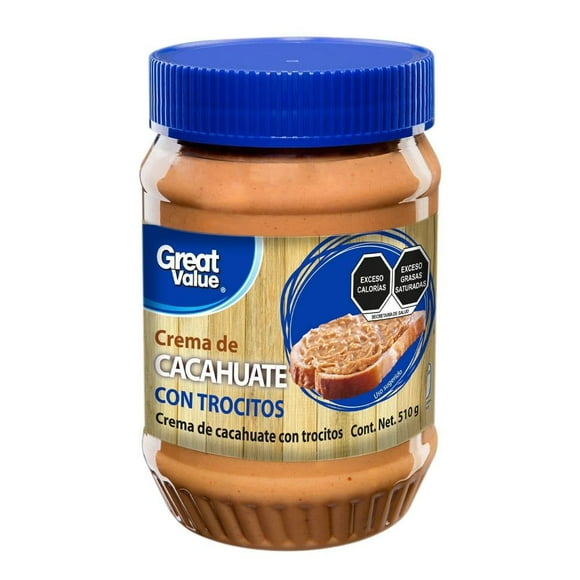 Crema de cacahuate Great Value con trocitos 510 g