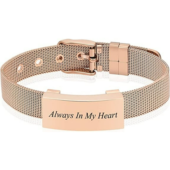 Adjustable Watch Band Cremation Jewelry Urn Bracelet for Ashes Personalized Message Urn Bangle for Women Men Memorial Keepsake-Forever in My Heart