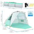 thumbnail image 6 of WolfWise 6-7 Person Easy Up Beach Tent UPF 50+ Portable Instant Sun Shelter Canopy Umbrella with Extended Zippered Porch, Mint Green, 6 of 7
