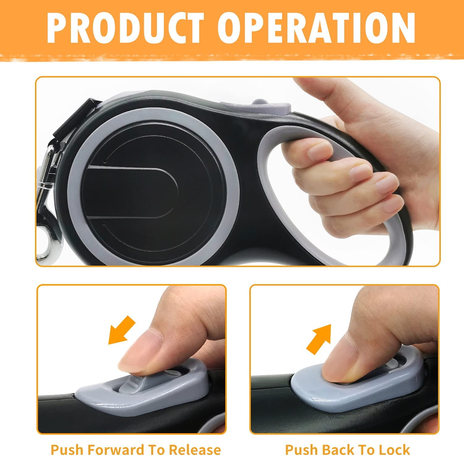 26Ft Retractable Dog Leash Heavy Duty for Dogs up to 110 lbs with Anti-Slip Handle One-Handed Brake Strong Nylon Tape Tangle Free Large Size