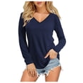 thumbnail image 1 of Blouse à Manches Longues pour Femmes Dame Mode Haut pour Femmes Couleur Unie Ample à Manches Longues Col en V Blouse Décontractée, 1 of 4