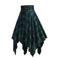 thumbnail image 6 of Gothic Plaid Midi Skirt for Women Vintage High Waisted A Line Asymmetrical Lace Up Pleated Skirt, 6 of 7