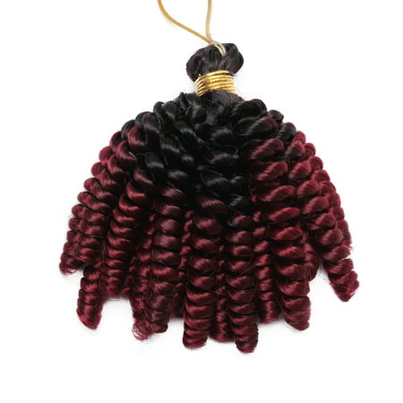 S-noilite Short Curly Jamaican Bounce Crochet Hair Synthetic Jumpy Wand Curl Braids Crochet Hairpiece Twist Braiding Hair Extensions For Women ,Black,6
