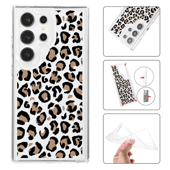 Mantto Case For Samsung Galaxy S22 Ultra Phone Case,Luxury Leopard Pattern Design Cases Soft Silicone Slim TPU Shockproof Protective Bumper Cover for Women Men, Black Pink