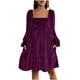 thumbnail image 3 of TaTaai Women's Party Velvet Dress Square Neck Long Sleeve Knee Length Elegant Casual Soft Stretchy Cocktail Evening Dress for Daily Gift, 3 of 9