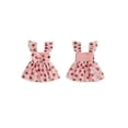 thumbnail image 5 of BemeyourBBs Toddler Baby Girl Summer Strawberry Dress Fruit Outfit Ruffle Sleeve Square Neck Front Bow Smocked Tulle Tutu Dress Birthday Party Princess Dresses, 5 of 9