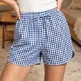 thumbnail image 5 of Plaid Shorts for Women Drawstring Elastic Waist with Pockets Lightweight Summer Beach Lounge Shorts, 5 of 8
