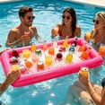 thumbnail image 2 of Leeye Inflatable Cup Holder Float, 48.4 x 23.6 Inch Pool Drink Tray with Cup Holders, Floating Beverage Station for Swimming Pool Parties, Pink, 2 of 5