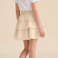 thumbnail image 6 of CHEEREAM Girls Mini Skirts High Elastic Waist Summer A-Line Floral Layered Ruffle Pleated Beach Drawstring Skirt For Kids Causal, 6 of 9