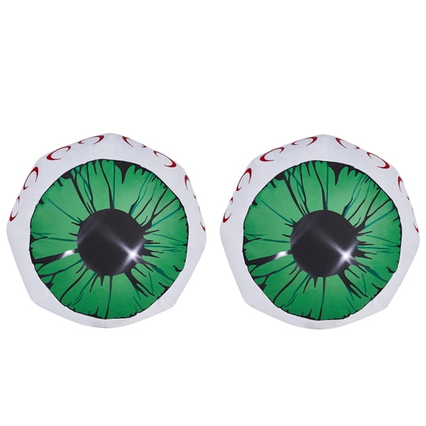 2-Pack 3FT Halloween Inflatable Light-Up Eyeballs, Weather-Resistant Polyester, Quick Inflation for Yard/Porch/Party