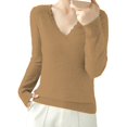 thumbnail image 2 of IMENGL Women's spring solid short lace v neck pullover, Gold M, Size M-2XL, 2 of 4