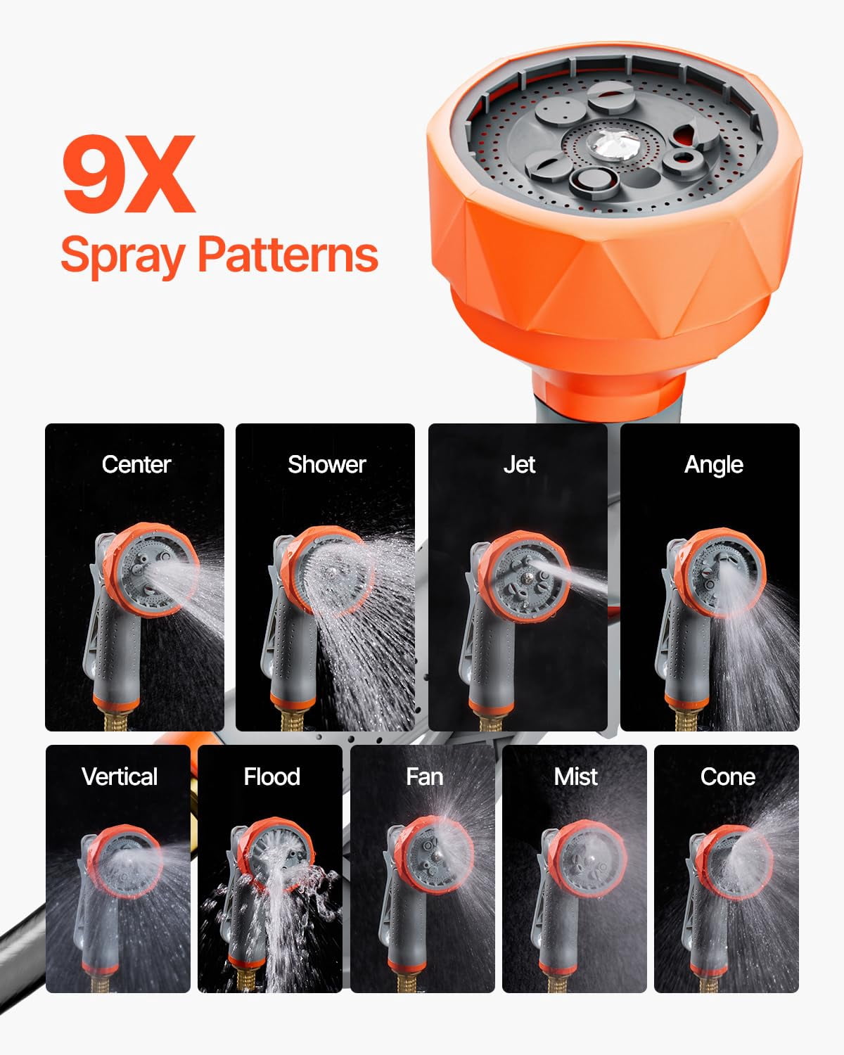 Retractable Garden Hose Reel  5/8 Inch X 100 Ft Wall Mounted Heavy Duty With 9 Patterns Nozzle Any Length Lock Upgraded Slow Return System And 180°swivel Bracket