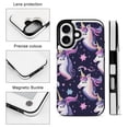 thumbnail image 3 of Compatible with iPhone 11 12 13 mini 14 15 16 Pro Max Plus Wallet Case with Card Holder, PU Leather Kickstand Card Slots Case ( Dark Unicorn Pattern, iPhone 16 Pro), 3 of 7