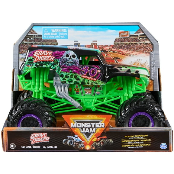 Monster Jam, Official Grave Digger Monster Truck, Collector Die-Cast Vehicle, 1:24 Scale, Kids Toys for Boys and Girls Ages 3 and up