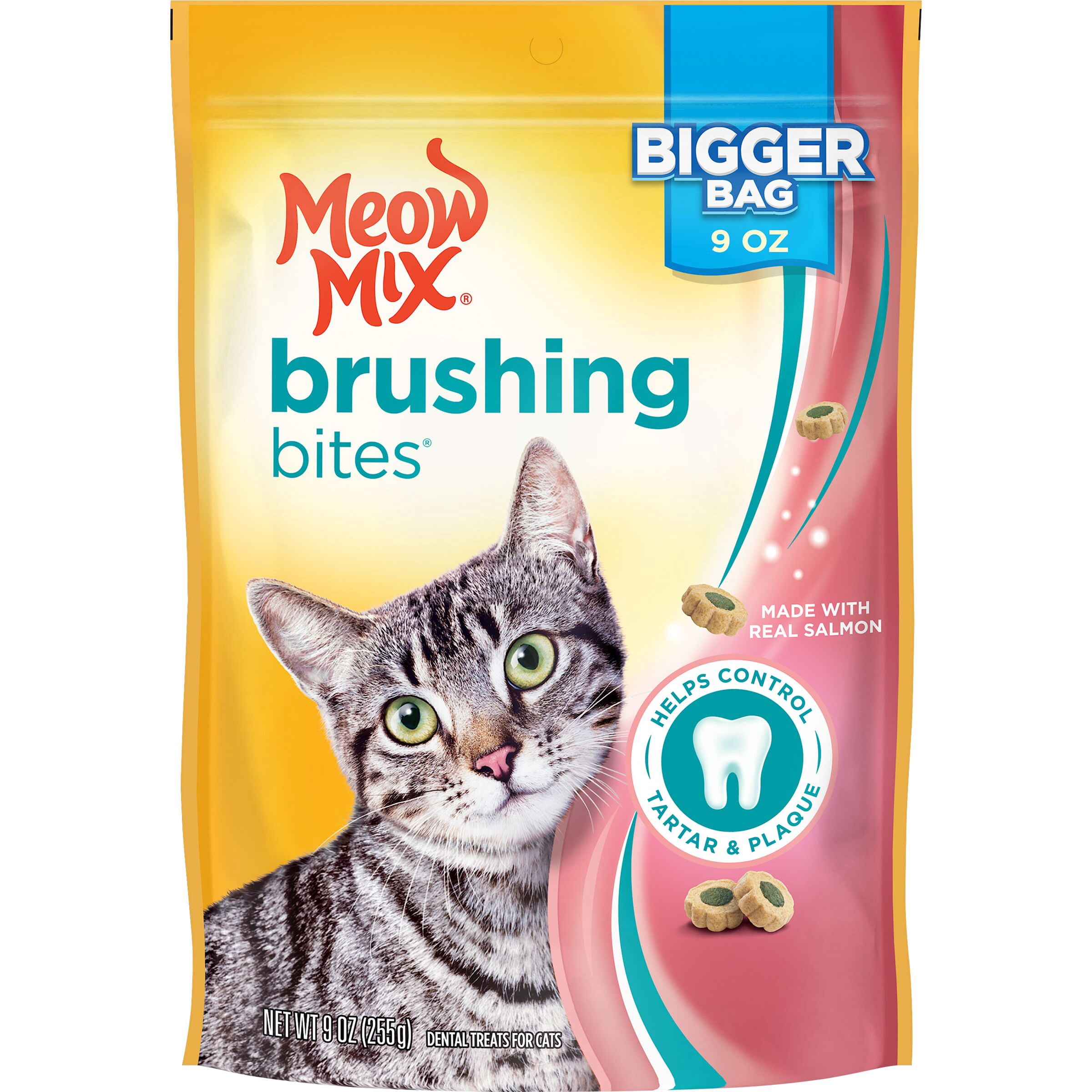 Meow Mix Brushing Bites 9 oz Variety Pack: Includes (2) Meow Mix Brushing Bites Your Cat Will Love!
