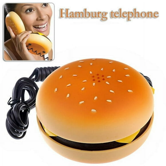 LEEYNEER Telephone Phone Corded Telephones Landline Cartoon Desk Line Land Originality Style Burger Cheeseburger Decor Toy