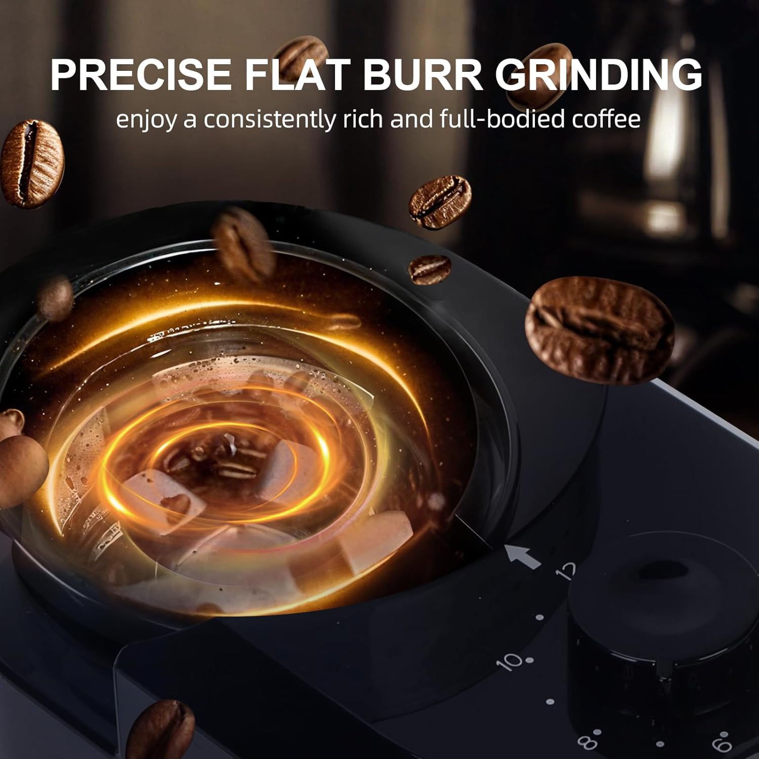 Burr - Electric Coffee Bean Grinder with 28 Adjustable Grind Settings For 2-12 Cups - Adjustable s for Home Use - Easy to Use - Stainless Steel