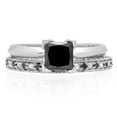 thumbnail image 2 of Dazzlingrock Collection 1.50 Carat (ctw) 18K Princess Cut Black & Round White Diamond Ladies Bridal Solitaire Engagement Ring With Matching Millgrain Wedding Band Set 1 1/2 CT, White Gold, Size 8.5, 2 of 3