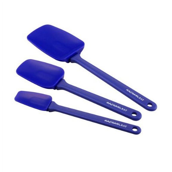 Rachael Ray Tools and Gadgets Solid Spoonulas Scraping Cooking Utensil Set 9 1 2 Inch 10 Inch and 12 1 2 Blue