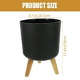thumbnail image 2 of PAMINGONO 1Pack Modern Minimalist Grey Abs Flower Pot With Wooden Stand For Home 11.4X8.1X8.1in, 2 of 8
