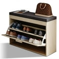 UBesGoo Rattan Shoe Storage Bench with Flip Drawers, Entryway Bench