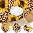 thumbnail image 4 of Beige Leopard Sunflower Pattern Round Fitted Tablecloth with Elastic Edge,Dining Table Cover Waterproof,Outdoor Round Tablecloth for Camping,Dining,Indoor and Outdoor, 4 of 7